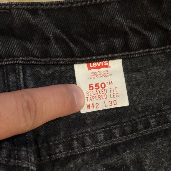 Vtg Levi's 550 Mens Black Relaxed Fit Tapered Leg Red Tab Jeans SZ 42 x 30 1996 - Picture 9 of 11